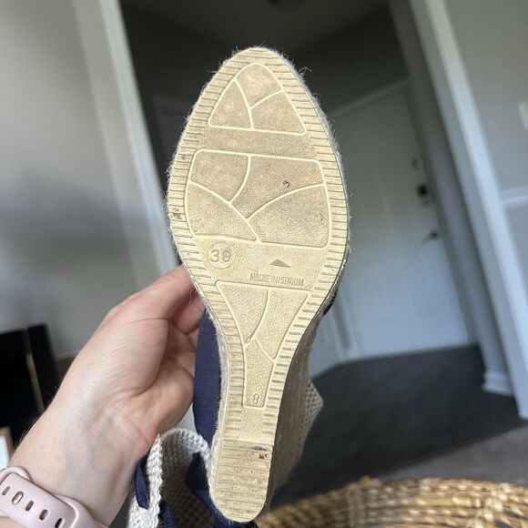 MANEBI Soft Suede Low Wedge Espadrilles Hamptons Patriot Blue EU 38 US 7.5 - Picture 9 of 12